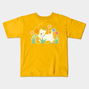 West Highland White Terrier Playing with Butterfly Kids T-Shirt